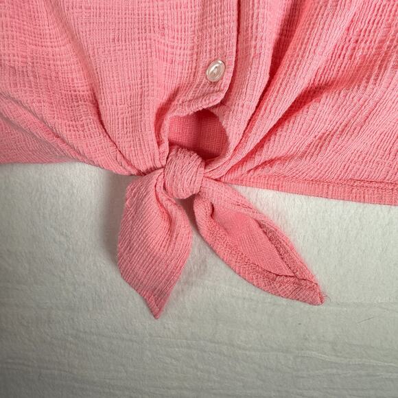 J Crew Size XL Pink V NeckTie Front Textured Stretch Boho Modern Bohemian Casual - Picture 3 of 7